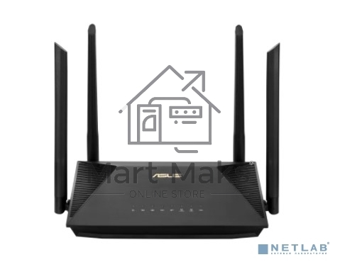 Роутер ASUS RT-AX53U802.11b/g/n/ac/ax, до 574 + 1201 Mbps, 2,4 + 5 гГц, 4 антенны, USB