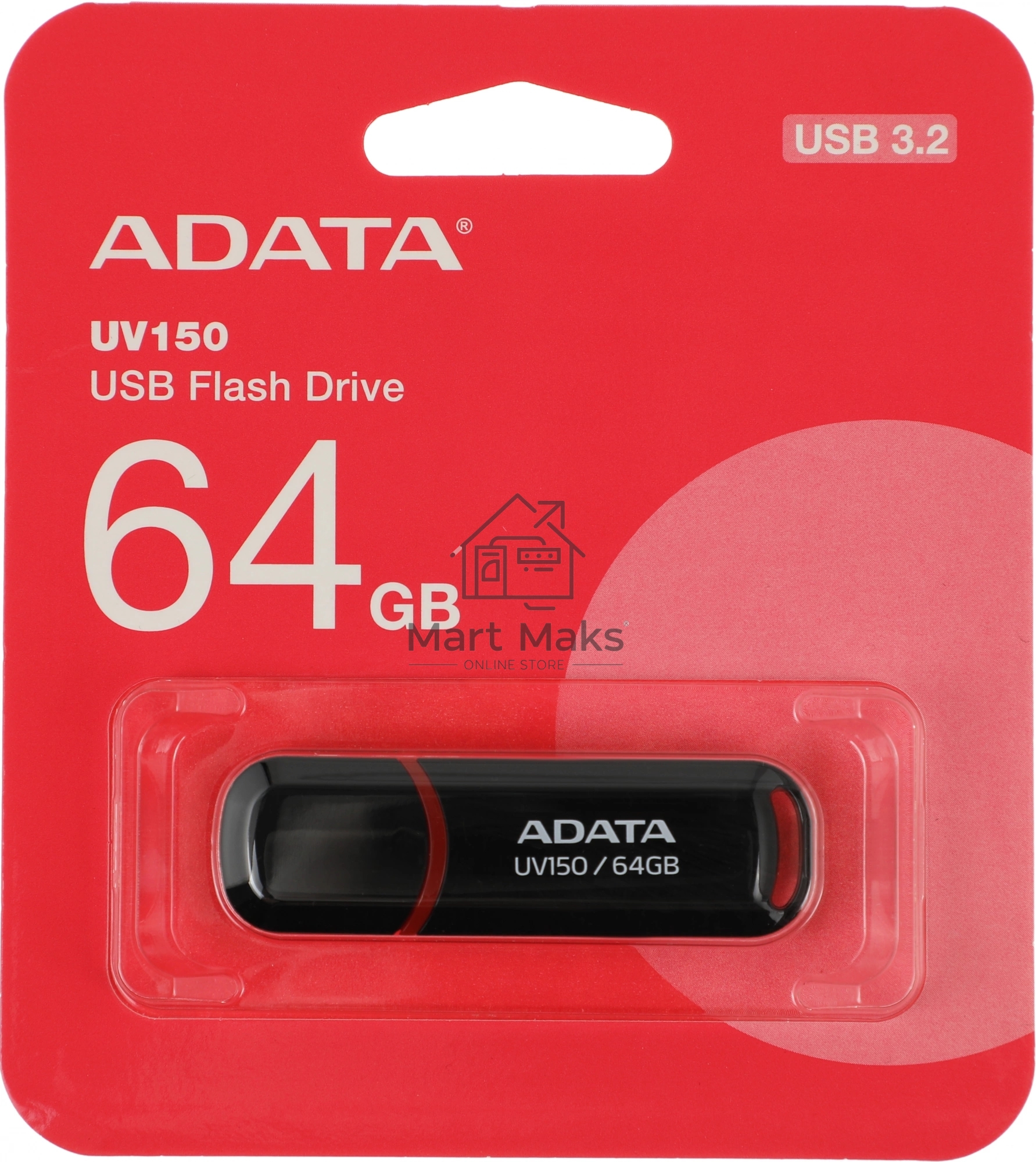 Флэш диск ADATA Flash Drive 64GB UV150 USB3.0, BLACK