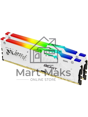 Оперативная память Kingston Fury Beast, DDR5, 64Gb (2x32Gb), 5600MHz, CL40, DIMM, с радиатором, RGB, белый