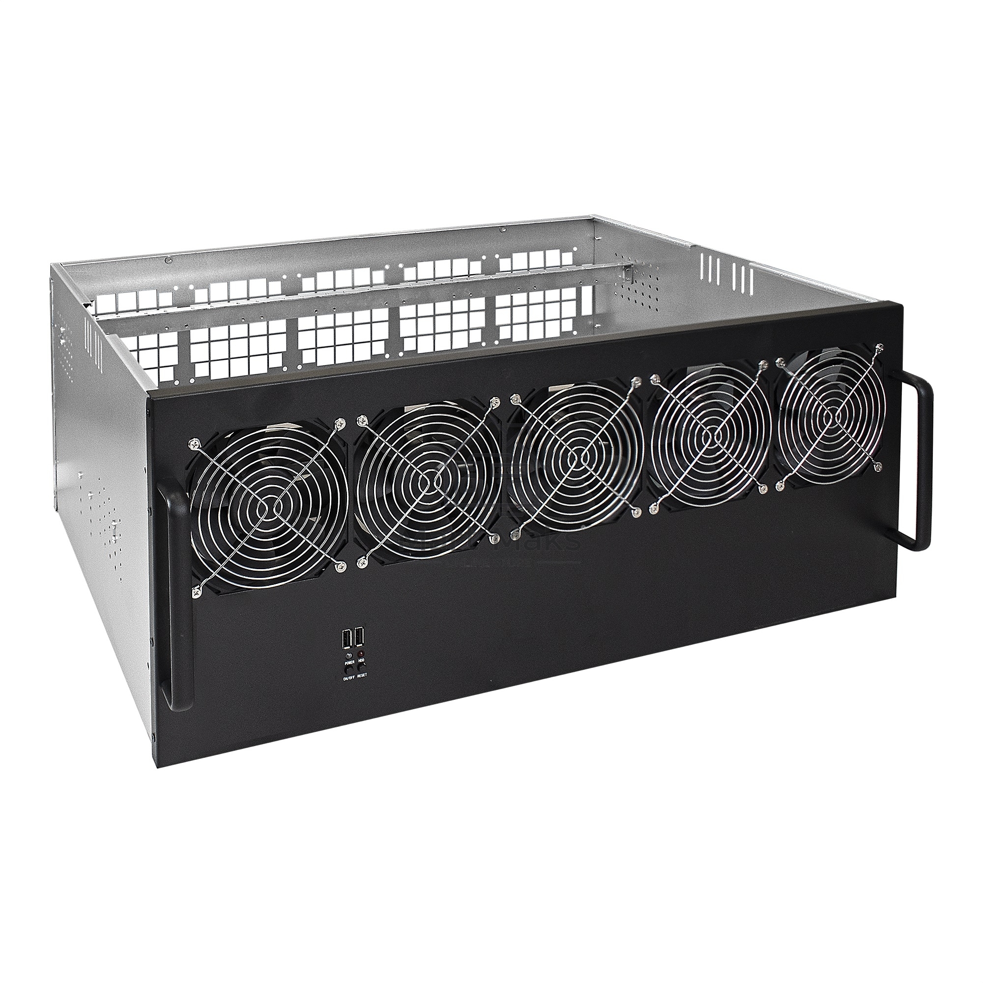 Корпус для майнинга Exegate EX270772RUS Pro 13-430 <без БП, 2*USB, 5*fan 120мм, места под: 13 видеокарт, 2 БП>