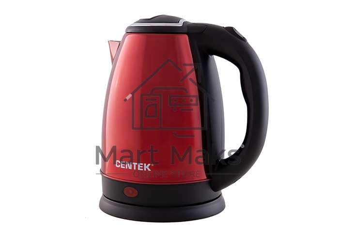 Чайник Centek CT-1068 RED (красный) металл 2л, 2000W, хромированная вставка на крышке