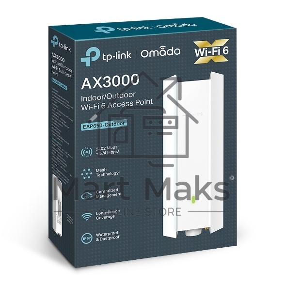 Двухдиапазонная точка доступа TP-Link EAP650-Outdoor AX3000 Wi-Fi 6 для помещения/улицы PROJ