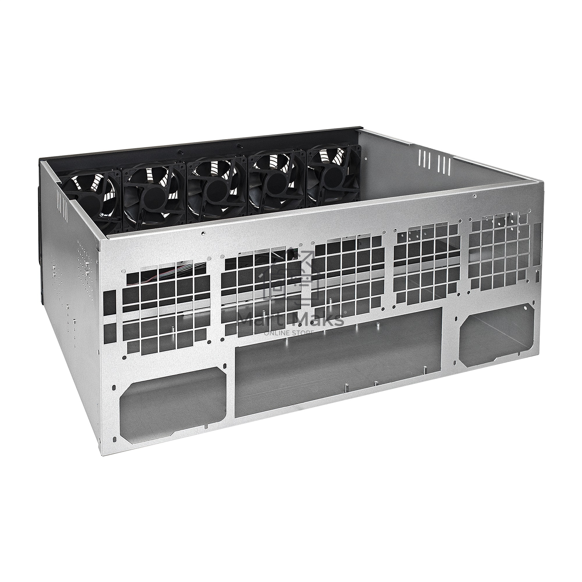 Корпус для майнинга Exegate EX270772RUS Pro 13-430 <без БП, 2*USB, 5*fan 120мм, места под: 13 видеокарт, 2 БП>