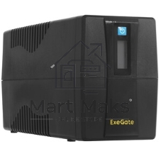 Источник бесперебойного питания ExeGate Smart LB-800.LCD.AVR.2SH.USB (800VA/480W, LCD, AVR, 2*Schuko, USB, батарея 12V 9Ah, Black)