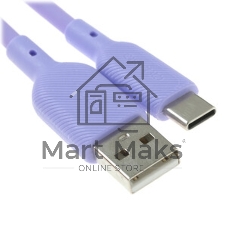 Кабель QUMO 32961 USB-A на Type-C, силиконовый, 1м, 3A, 18W (фиолетовый)