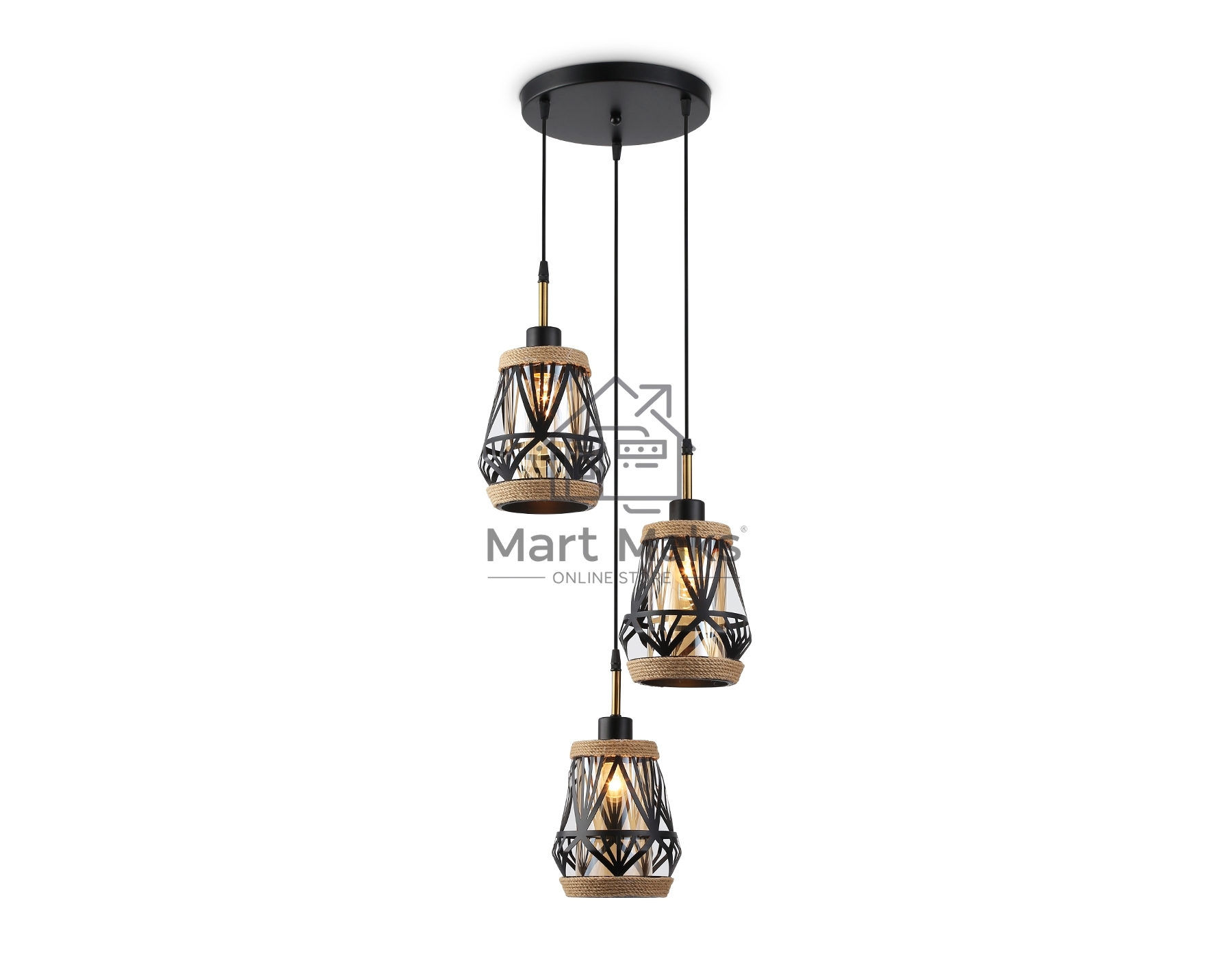 Светильник Ambrella light TR8522/3 BK/SB черный/бронза E27/3 max 60W D380*1000
