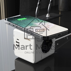 Розеточный блок 3-местный + 3 USB + беспроводная зарядка