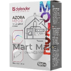 Мышь проводная Defender Azora MB-241 белый, 1200 dpi, USB, кнопки - 3