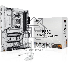 Материнская плата ASUS B850 MAX GAMING WIFI W, AM5, AMD B850, 4xDDR5, 4xSATA, 3xM.2, 1xPCIe 5.0 x16, 1xPCIe 4.0 x4, 2xPCIe 3.0 x1, DisplayPort, HDMI, 1x2.5Gb LAN, USB Type-C, 3x3.5 мм, 7.1, ATX