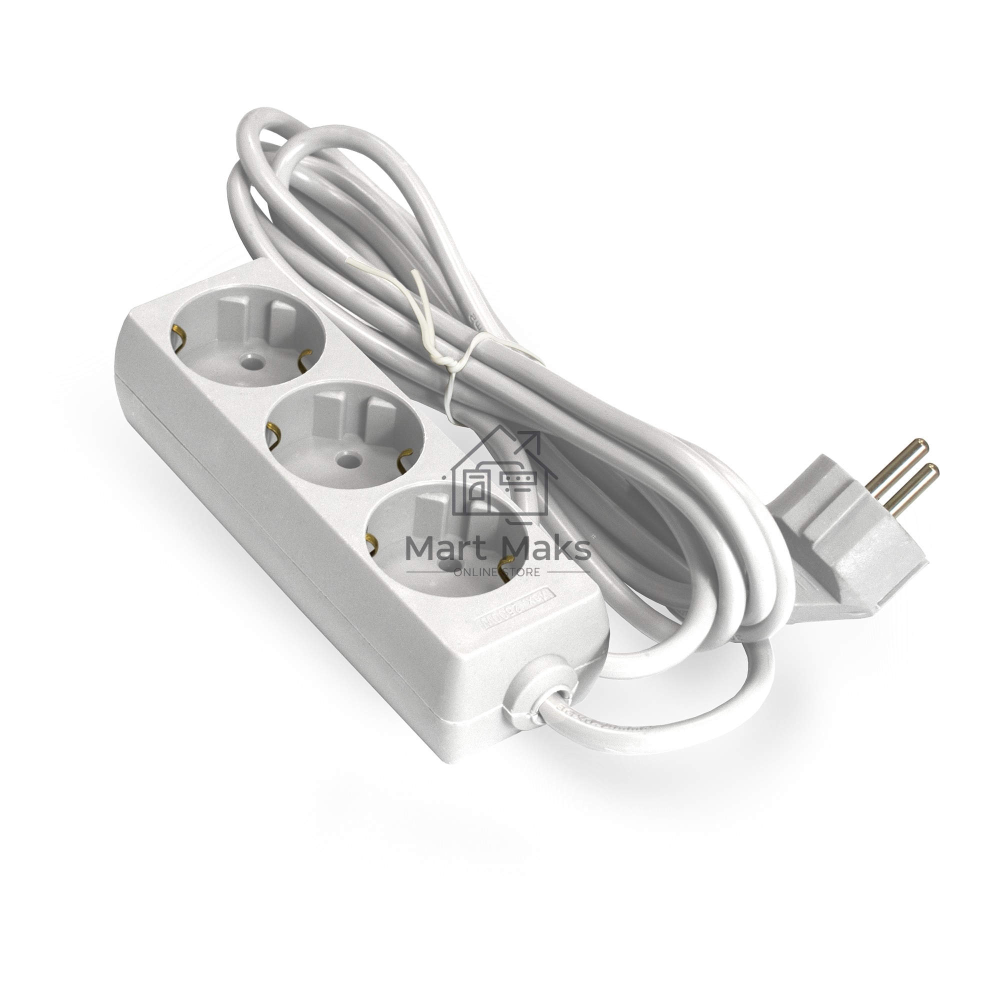 Удлинитель ExeGate ECE-3-1.8W (EX285803RUS), белый, 1.8 м, евровилка с заземлением, 3 евророзетки с заземлением, 2200 Вт