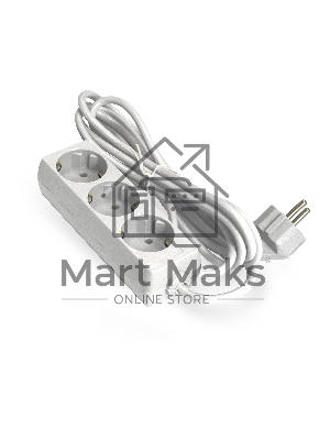 Удлинитель ExeGate ECE-3-1.8W (EX285803RUS), белый, 1.8 м, евровилка с заземлением, 3 евророзетки с заземлением, 2200 Вт