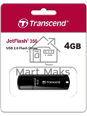 Флешка USB Transcend JetFlash 350 (TS4GJF350), 4Gb, USB 2.0, R/W 12/5, черный