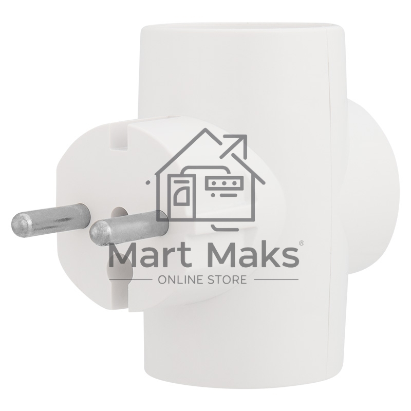 Тройник электрический 10 А без заземления белый Rexant