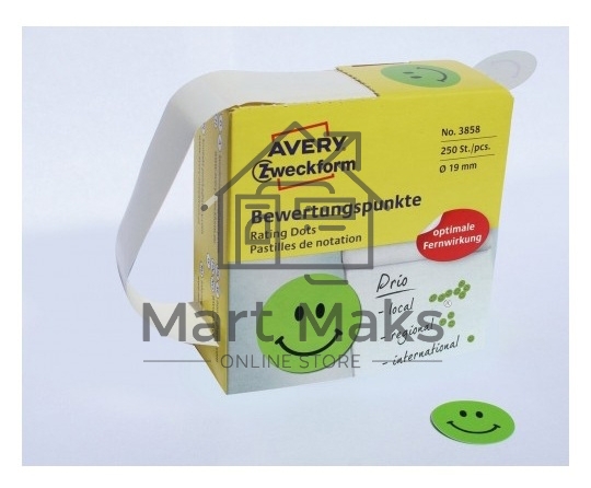 Этикетки Avery Zweckform 3858 250шт на листе диаметр 19мм/70г/м2/зеленый самоклей. универсальная (упак.:1рул)