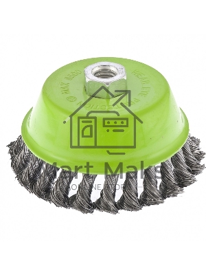 Щетка для УШМ СИБРТЕХ, 125 мм М14, чашка, крученая металлическая проволока 0,5 мм 746277