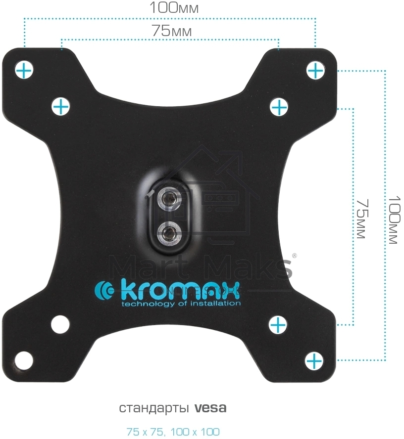 Кронштейн Kromax OFFICE-20 black, 1 шт/уп. Кр. алюм. настол. для мон. 17