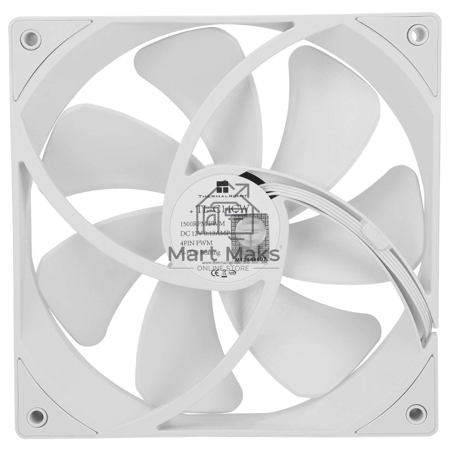 Кулер для корпуса Thermalright TL-C14CW белый (140x140x25mm, 4-pin PWM, 75.8CFM, 26.4dBA, 1500RPM)