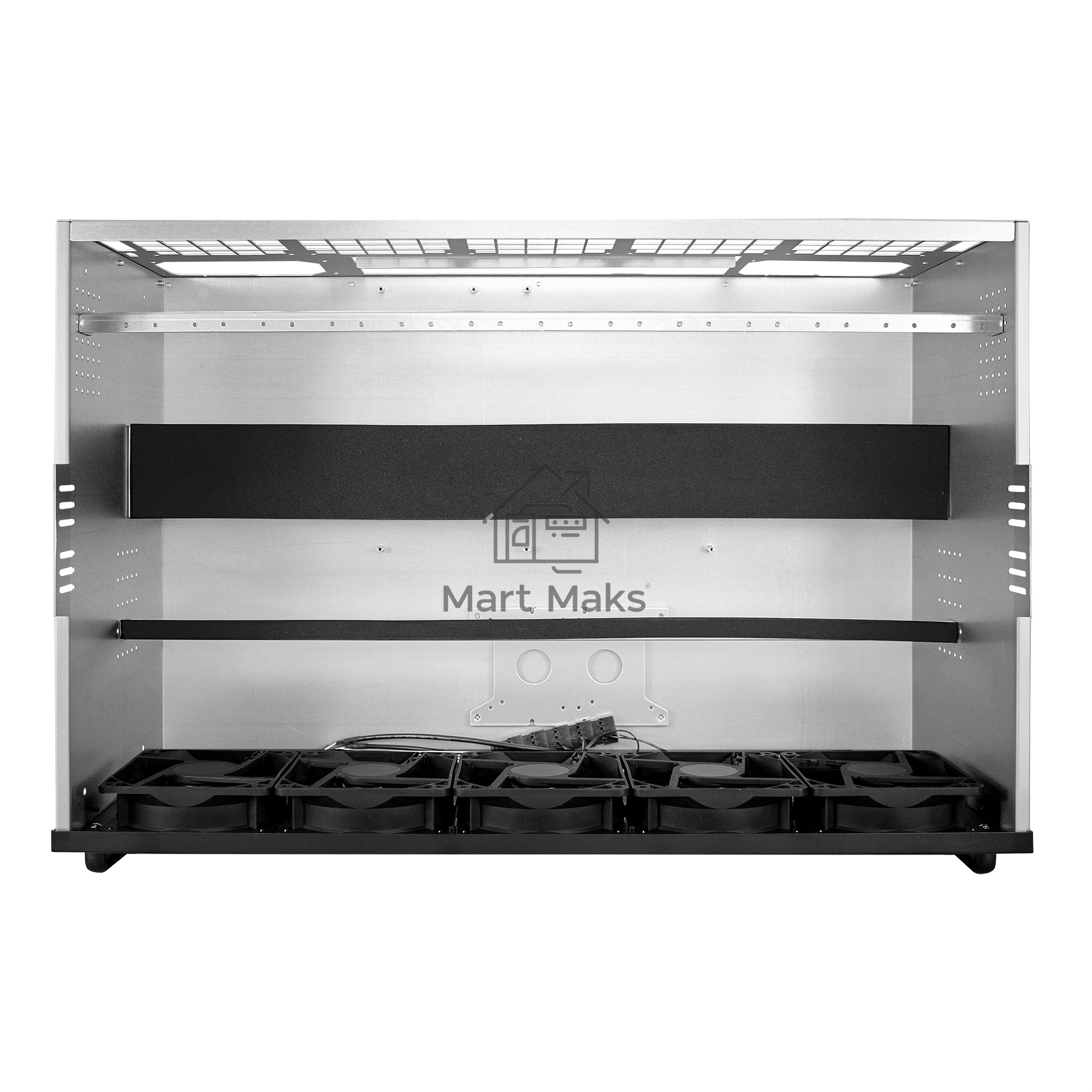 Корпус для майнинга Exegate EX270772RUS Pro 13-430 <без БП, 2*USB, 5*fan 120мм, места под: 13 видеокарт, 2 БП>