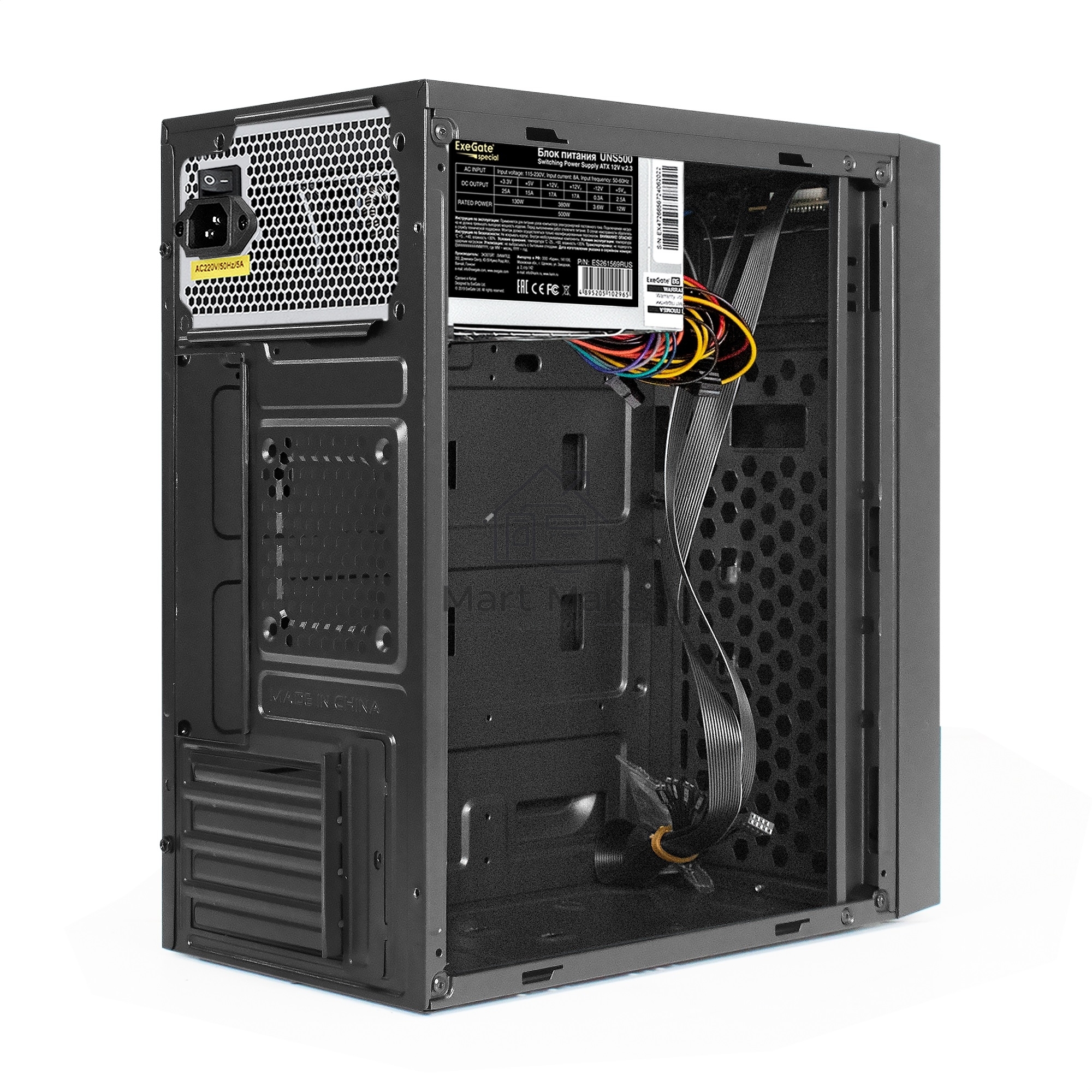 Компьютерный корпус Minitower ExeGate BAA-113-UNS500 (mATX, БП UNS500 с вент. 12см, 2*USB, аудио, черный)