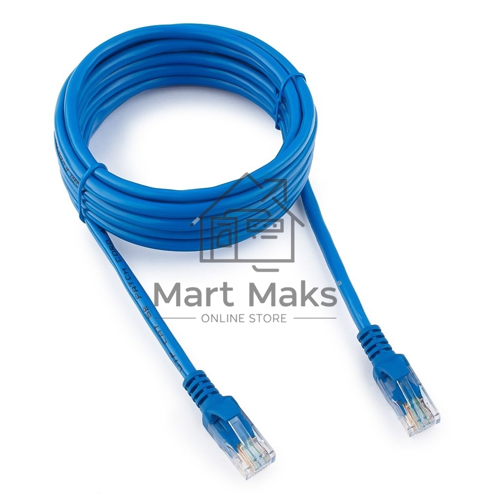 Патч-корд UTP Cablexpert кат.5e, 3м, литой, многожильный (синий)