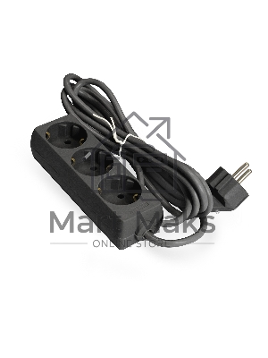 Удлинитель ExeGate ECE-3-3B (EX285804RUS ), черный, 3 м, евровилка с заземлением, 3 евророзетки с заземлением, 2200 Вт